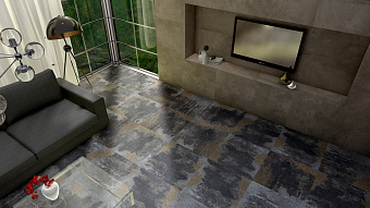 Матовый керамогранит ESTIMA Iron IR02/NS_R10/80x80x11R/GC чёрный 80х80см 1,28кв.м.
