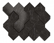 Керамическая мозаика Atlas Concord Италия MARVEL STONE AS4B Nero Marquina Mosaico Esagono 3D 35,3х28,2см 0,6кв.м.