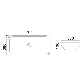 Раковина накладная Azario Trend AZ-4959A 70,5х38см