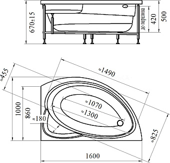 Ванна акриловая RADOMIR Vannesa Модерна 2-01-0-2-1-214 160х100см угловая