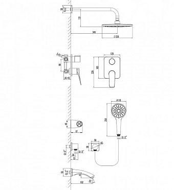Душевая система LEMARK Bronx LM3722BL чёрный