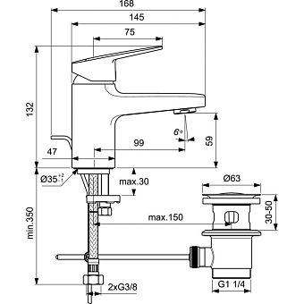 Смеситель для раковины IDEAL STANDARD CERAPLAN BD204AA chrome