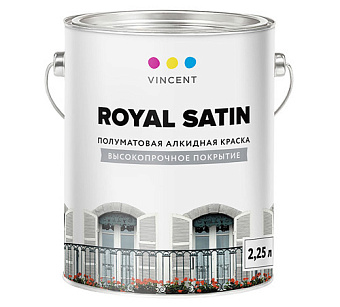 Краска универсальная алкидная VINCENT DECOR ROYAL SATIN A-2 Прозрачный основа C 2л
