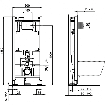 Инсталляция для подвесного унитаза IDEAL STANDARD PROSYS R046367