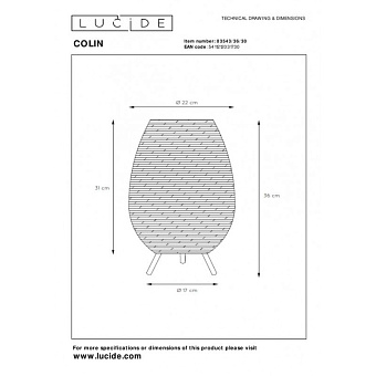 Светильник подвесной Lucide COLIN 03543/36/30 3Вт G9