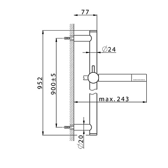 Душевой гарнитур Cisal Slim DS01072040 чёрный (матовый)
