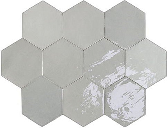 Настенная плитка WOW Zellige Hexa 122079 Grey 10,8х12,4см 0,382кв.м. глянцевая