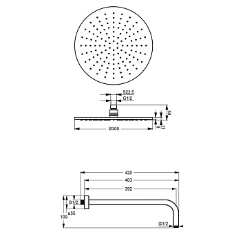 Верхний душ IDEAL STANDARD IDEALRAIN SOFT B9443AA хром