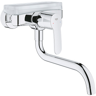 Полка в ванную прямоугольная GROHE Eurostyle Cosmopolitan 18383002 1-ярусная 8х21,4см белая луна/хром