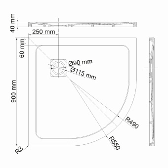 Душевой поддон WASSERKRAFT Dinkel 58T01 90х90см