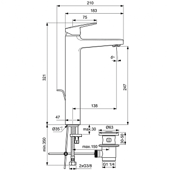 Смеситель для раковины IDEAL STANDARD CERAPLAN BD277AA chrome
