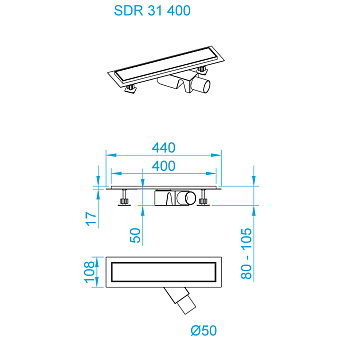 Душевой трап RGW 47213140-01 SDR-31 40х10,8см горизонтальный сток