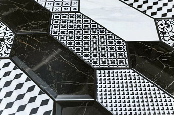 Декор KERAMA MARAZZI Келуш TOC005 белый/чёрный 9,8х9,8см 0,259кв.м.