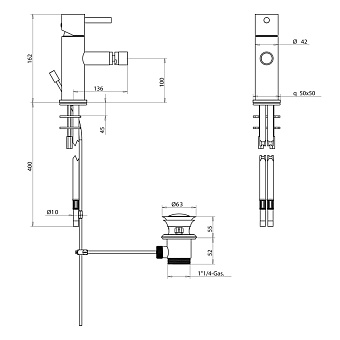 Смеситель для биде Bongio T-Square 52522CRPR хром