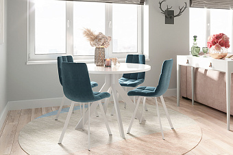 Кухонный стол раскладной AERO 100х100х74см закаленное стекло/сталь White Glass