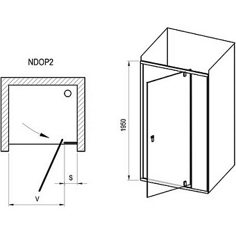 Душевая дверь RAVAK NDOP2 03OA0U00Z1 195х100см стекло прозрачное