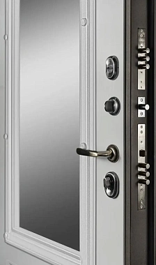 Входная дверь АНТАРЕС Виктория Z0000010955 870х2050мм Муар с разноцветными блестками темно-коричневый\Кремово-белый левая