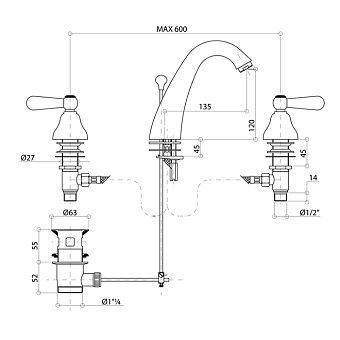 Смеситель для раковины Bongio Oxford Lux 19501OR0L золотой