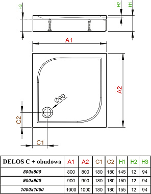 Душевой поддон RADAWAY Delos 4C11170-03 100х100см