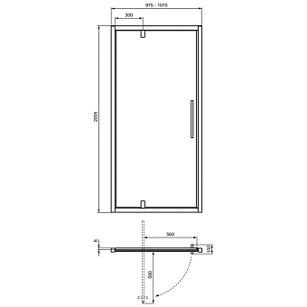 Душевая дверь IDEAL STANDARD Ideal Standard i.life T4841EO 200,5х100см стекло прозрачное