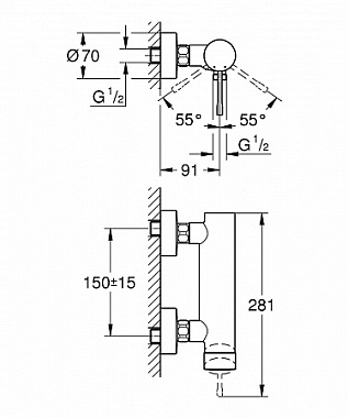 Смеситель для душа GROHE Essence New 33636A01 чёрный