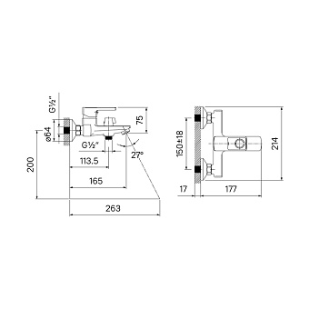 Смеситель для ванны IDDIS Bild BILBL00i02WA чёрный матовый