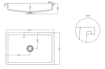 Раковина встраиваемая сверху SALINI MAREA 1802214MRF 40х60см
