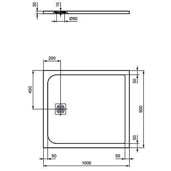 Душевой поддон IDEAL STANDARD ULTRAFLAT S K8220FS 90х100см