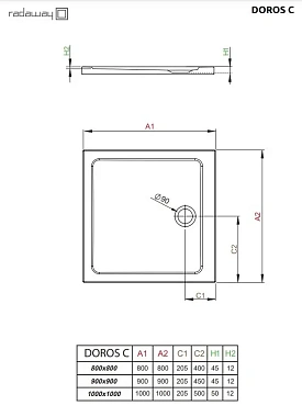 Душевой поддон RADAWAY Doros C 100х100см