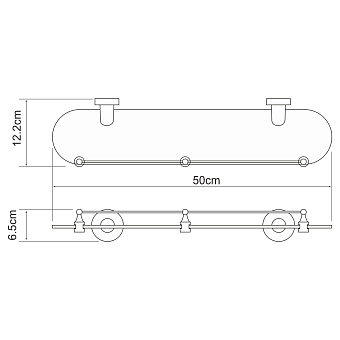 Полка в ванную овальная WASSERKRAFT Isen K-4000 K-4044 1-ярусная 12,2х50см хром