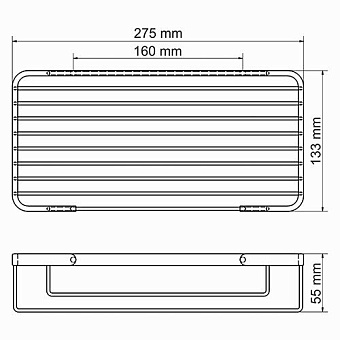 Полка в ванную прямоугольная WASSERKRAFT K-722 1-ярусная 13,3х27,5см хром