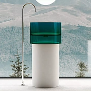 Раковина напольная Abber Kristall AT2701White-Aquamarin-H 45х45см