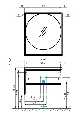 Зеркало Акватон Лофт Фабрик 1A242602LTDY0 90х80см без подсветки