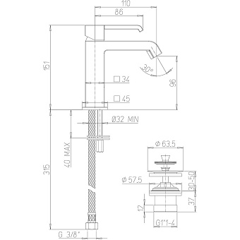 Смеситель для раковины Paini Q 19CR211ESR хром
