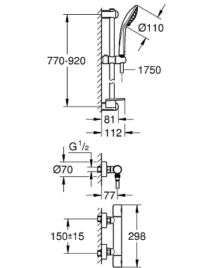 Душевая система GROHE Grohtherm 1000 Cosmopolitan m 34321002 хром