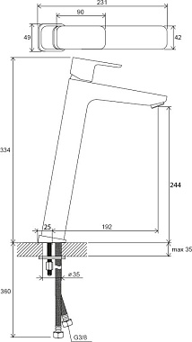 Смеситель для раковины RAVAK 10° FREE TD F 015.20 чёрный