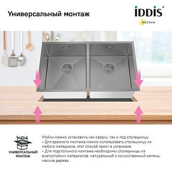 Мойка кухонная IDDIS Edifice EDI75G2i77 74,5х44см графитовый