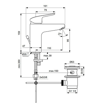 Смеситель для раковины IDEAL STANDARD CERAFLEX B1712AA хром