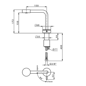 Смеситель для раковины Cisal Slim SM00073040 чёрный (матовый)