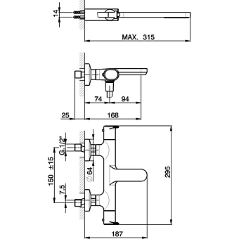 Смеситель для ванны Cisal LineaViva LVD2101021 хром