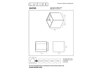 Бра Lucide EXETER 28804/01/30 15Вт E27