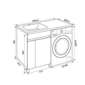 Тумба с раковиной IDDIS Optima Home OPH12LDi95K 48х120х89см