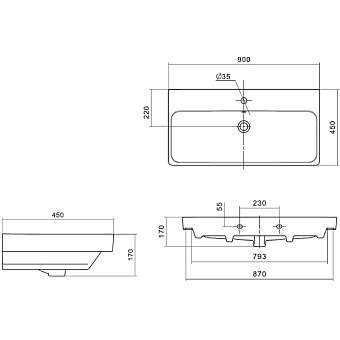 Раковина мебельная Santek Адриана 1WH501629 90х45см