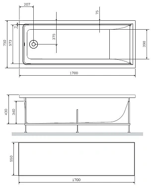 Экран для ванны AM-PM Gem W90A-170-070W-P1 70см