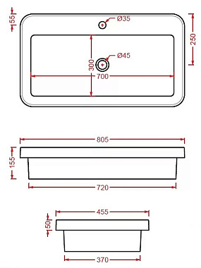 Раковина встраиваемая сверху ArtCeram FUORI SCALA TFL035 05 00 80,5х45,5см