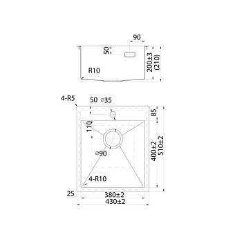 Мойка кухонная IDDIS Haze HAZ43S0i77 43х51см сатин
