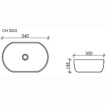 Раковина накладная Ceramica Nova ELEMENT CN5023 54х35см