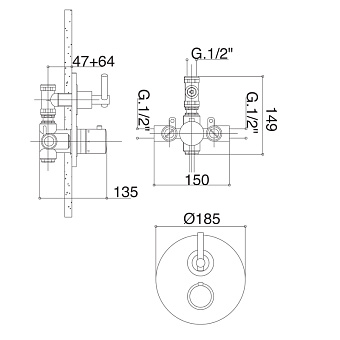 Смеситель для душа Bongio T Lever 31544CR00 хром