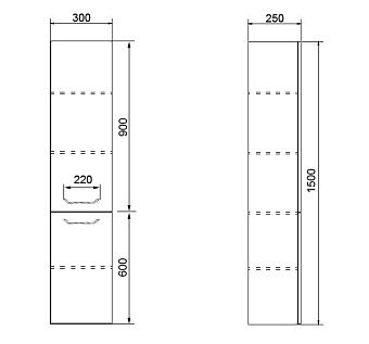 Пенал подвесной Azario Ника CS00080414 25х30х150см белый