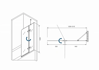 Стеклянная шторка на ванну Abber Ewiges Wasser AG51120 140х120см